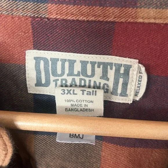Duluth Trading Co 3XL Tall Red and Blue yellow Checkered plaid Shirt - Picture 2 of 3